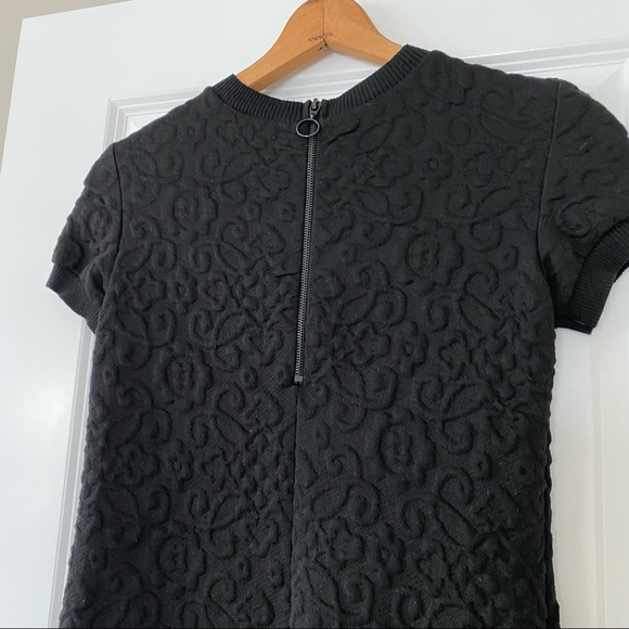Zara Embossed Floral Solid Black Knit Sweater Dress with MEASUREMENTS SIZE XS - Picture 5 of 11